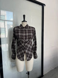 Temperament Commuting Retro Plaid Long Sleeves To Collect Waist Thin Shirt 2025 Autumn