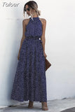 Long Dress Women Polka Dot Casual Beach Dresses Black Halter Strapless Yellow Sundress Vacation Dress Clothes For Women 618-1-Outfit