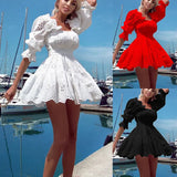 Toloer Spot 2024 New Women's Fashion Temperament Long Sleeve Combed Cotton Mini Embroidered Dress-Outfit