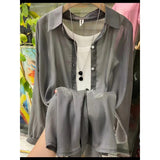 New Fashion Clothes Beaded Sunscreen Women Loose Lantern Sleeve Shirt Senior