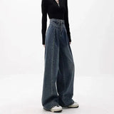 Stitch Details Patchwork High Waist Jeans-Outfit
