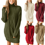 Toloer New Women's Long Sleeve Round Collar Dress Knit Jumper Sweater