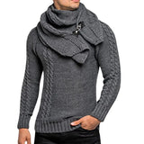 Toloer New Wish Men's Long Sleeve Scarf Can Be Dismantled Slim Jumper Knit Sweater
