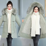 Add Velvet And Thick Pie To Overcome The Female 2024 Winter New Medium And Long Korean Version Of Ing Cotton Clothes Show Thin Cotton-Padded Clothes-Outfit