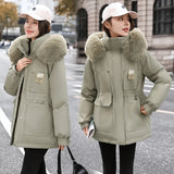 2024 Winter New Parker Cotton Clothes Female Long Korean Version Loose Fashion Cotton-Padded Clothes Waist Show Thin Cotton-Padded Jacket Coat-Outfit