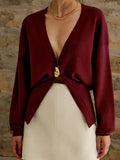 Color V-Neck Long Sleeve Open Shirt 2025 Spring And Autumn Temperament V Collar A Buckle Long Sleeve Waist