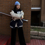America Bomber Black Heart Jacket Female Men Oversized Baseball Jacket Women Harajuku Plus Size Streetwear Outerwear