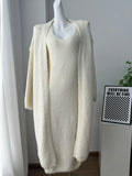 Autumn And Winter Hot Sweater Set Women Loose Long Version Thicker Cardigan + V Collar Vest