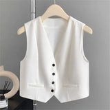 Toloer Vest Women's Vest Outside The New 2024 Autumn Jacket Slim Sleeveless Short Vest Jacket Horse Clip-Outfit