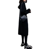 Autumn And Winter Thickened Hooded Sweater Dress Women's Straight Tube Loose Waist Length Style To Wear Thin Knitted Bottom Sweater-Outfit