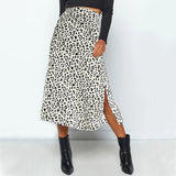 Toloer / Summer 2023 Leopard Print Slit Skirt Sexy Zipper High-Waist Long Skirt-Outfit