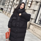 X-length Oversized Bomber Long Jacket Plus Size Woman Winter Cotton Coat Parka Women Korean Basic Jackets Outerwear Snow