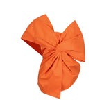 Toloer 2024 New Fashion Temperament Pure Color Asymmetric Collar Bow Decorative Splicing Design Sense Women's Top-Outfit
