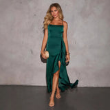 Summer New Style Sexy Temperament Hanging Lotus Leaf Side Open Dress Dress Dress Dress