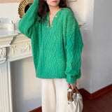 Twist Temperamental Sweater Blouse 2024 Autumn And Winter New Soft Wind Loose Sleeve Knitting Outside Women's Wear-Outfit