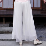 And Artistic Retro Spring Double Chiffon Embroidered Wide-Leg Trousers With High Waist And Thin Yoga Meditation Buddha Dress Skirt Trousers In Tang Dynasty-Outfit