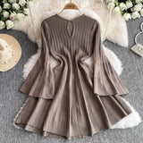 High-End Knitted Dress Women Autumn And Winter Royal Sister Temperament Dating Short Skirt French Waist Sweater