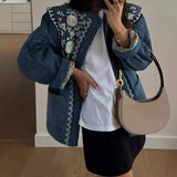 Long Sleeve Print Pocket Cotton Padded Jacket 2024 Women's Single Breasted Commuter Warm Jacket WQK 0-Outfit