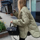 Totatoop Winter Thin Oversize Warm Jacket Coat Parka Women Army Green Pocket Patchwork Loose Streetwear Casual Cotton