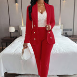 Toloer Hot Selling Sexy Wind Women's Wear For Solid Color Suit Collar Double Breasted Casual Suit Suit-Outfit