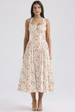 New Summer Sling Dress Fashion Print Hanging Neck Lace