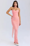 Tset Blue Bra Short Top + High-Waisted Hip Pencil Skirt Two-Piece Suit