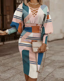 Independent Station Fashionable Fashion Printed Long-Sleeved Dress Women's Spot-Outfit