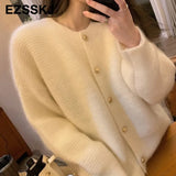 lantern Thick cashmere O-NECK Sweater Cardigans Women Autumn winter Casual long Sleeve Sweater For women Female Chic