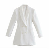 White Hollow Out Waist Back Office Ladies Blazer Femme Autumn Spring Jacket Coat 2022 Women Slim Bodycon Blanche Veste