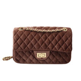 Solid Color Velvet Quilted Bag-Outfit
