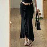 Toloer Wish New Fashion French Temperament Low Waist Pressure Pleated Flounce Skirt