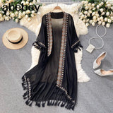 Embroidery Sun Protection Shirt Women Summer Casual Loose Streetwear Chiffon Long Sun Protection Cardigan