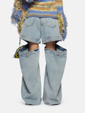 Toloer Loose Show Thin Zhongshan Wide Leg Pants 2024 Spring New Niche Wind Personality Design Sense Show Leg Jeans Woman-Outfit