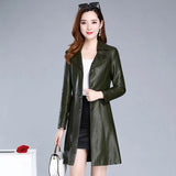 7XL Plus Size Autumn Long Faux Leather Trench Coats Coat Female For Womens Windbreaker Women Parka Abrigo Mujer Overcoat