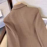Toloer Suit Female 2024 Spring And Autumn New Khaki Loose Show Thin Suit Jacket Casual Wide-Leg Pants Two-Piece Set-Outfit