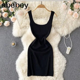 Blackless Knit Women Summer Solid Dress 2022 Hollow Out Elegant Temperament Ladies Party Slim A Line Midi Dresses