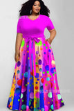 Size Casual Dress New Women's Dress With Fashion Printing And Color Impact Dress-Outfit