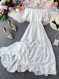 Shoulder Dress Summer Fairy Beach Dress Boho White Long Sexy Dresses For Women Party Elegant 2022 Korean Ruffle Clothes