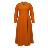 Women's Fashion High-Necked A-Dress Elegant Nail Beads Dress Dress Dress Dress