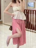 Knot Front Knit Embroidered Tube Top-Outfit