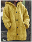 Pure Color Loose Autumn And Winter Warm Sweater Jacket Long-Sleeved Knitted Long Hoodie Number Women's