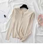 Zipper Pullover Knitted Sweaters O Neck Striped Long Sleeve Sweaters Woman Tops Slim Casual Soft Jumper Pull Femme