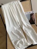 Cotton-Skin Broad Leg Trousers Women's Summer Thin Thins And Gentle And Comfortable Loose Waist-On-Loose Straight