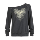 Toloer 2024 New Dark Wind Vintage Print Loose Jacket Diagonal Collar Hoodie Coat Female-Outfit
