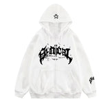 Letter Star Print Contrast Color Oversized Hoodie-Outfit