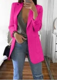 2022 New Solid Color Fashion Casual Suit Collar Long Sleeve Slim Temperament Coat Women Large Size Hot Sale