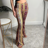 Toloer Spot Women's Wear Fall 2024 New Fashion Bohemian Print Casual Pants-Outfit