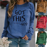 Print Round Pullover Neck Loose Long Sleeves