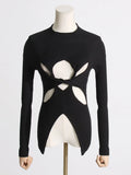 Toloer Girl Wind Knit Sweater Female 2024 Summer New Half High Collar Slim Show Thin Kink Senior Sense Hollow Top-Outfit
