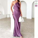 New Trendy Slanted Sling Fashion Showback Party Dress Dress